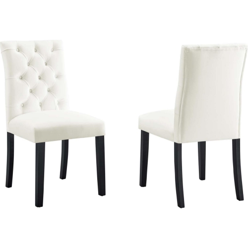 Duchess Dining Chair in Tufted White Velvet (Set of 2)