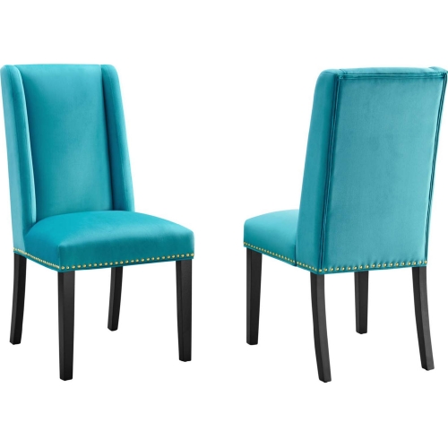 Baron Dining Chair in Tufted Blue Velvet w/ Nailhead (Set of 2)