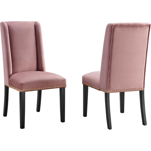 Baron Dining Chair in Tufted Dusty Rose Velvet w/ Nailhead (Set of 2)