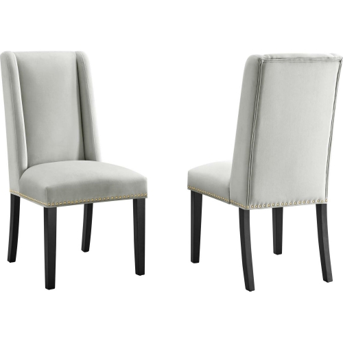 Baron Dining Chair in Tufted Light Gray Velvet w/ Nailhead (Set of 2)