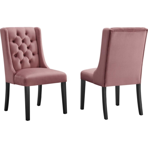 Baronet Dining Chair in Tufted Dusty Rose Velvet & Black Wood (Set of 2)