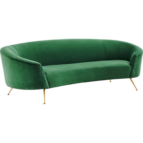 Marchesa Sofa in Emerald Green Velvet & Gold Stainless Steel