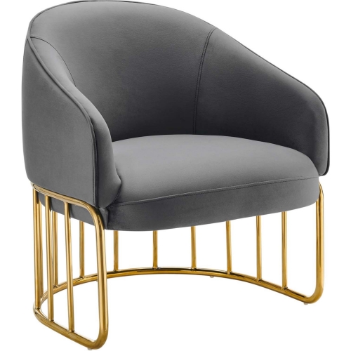 Legacy Accent Arm Chair in Gray Velvet & Gold Stainless