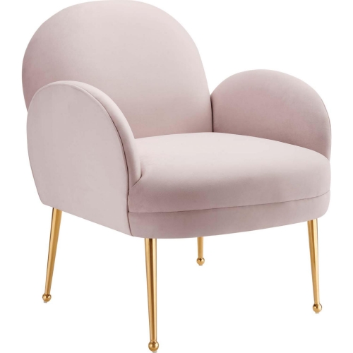 Transcend Accent Arm Chair in Pink Velvet & Gold Stainless