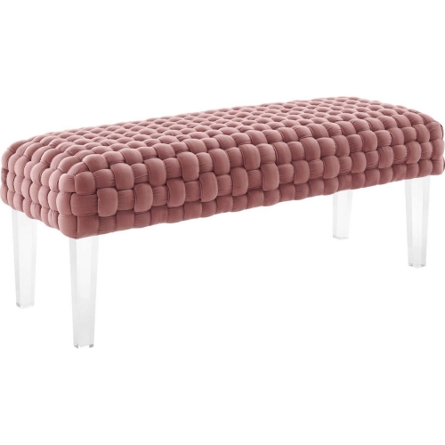 Prologue Ottoman in Rose Woven Velvet & Acrylic