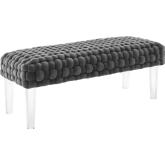 Prologue Ottoman in Gray Woven Velvet & Acrylic