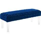 Prologue Ottoman in Navy Blue Woven Velvet & Acrylic