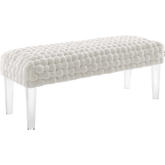 Prologue Ottoman in White Woven Velvet & Acrylic