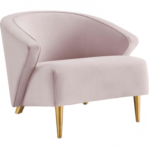 Odyssey Accent Arm Chair in Pink Velvet & Gold Stainless Steel