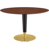 Zinque 47" Dining Table in Walnut Finish, Black & Gold Steel