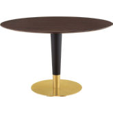 Zinque 47" Dining Table in Cherry Walnut, Black & Gold Steel