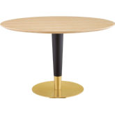 Zinque 47" Dining Table in Wood Finish, Black & Gold Steel