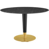 Zinque 47" Dining Table in Black Faux Marble, Black & Gold Steel