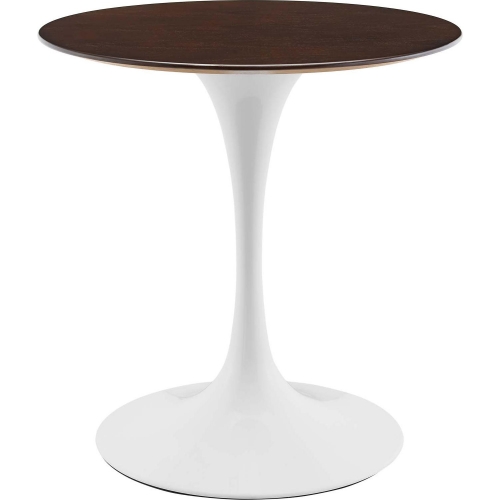 Lippa 28" Dining Table in Cherry Walnut Finish & White Metal