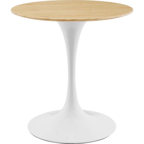 Lippa 28" Dining Table in Natural Wood Finish & White Metal