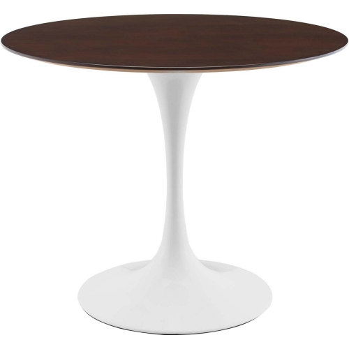 Lippa 36" Dining Table in Cherry Walnut Finish & White Metal