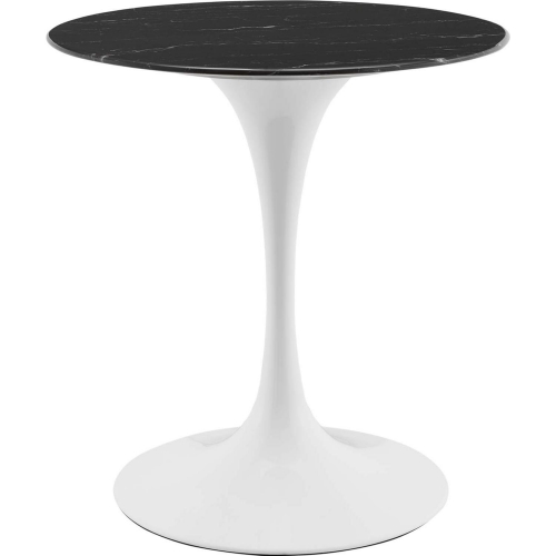 Lippa 28" Dining Table in Black Faux Marble & White Metal