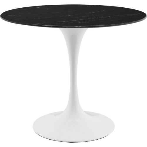 Lippa 36" Dining Table in Black Faux Marble & White Metal