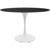 Lippa 48" Oval Dining Table in Black Faux Marble & White Metal