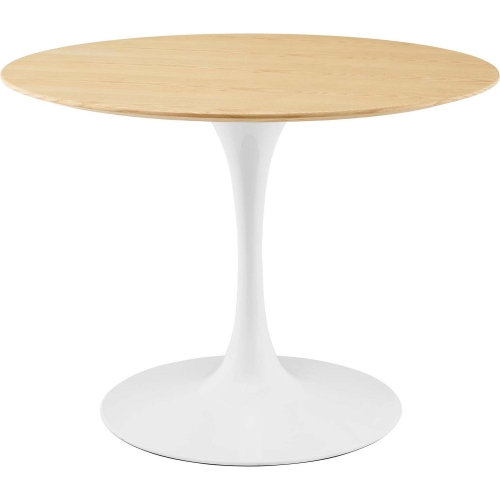 Lippa 40" Dining Table in Natural Wood Finish & White Metal