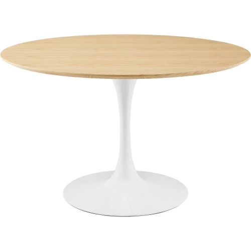 Lippa 47" Dining Table in Natural Wood Finish & White Metal