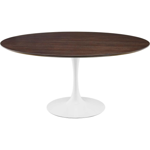 Lippa 60" Dining Table in Cherry Walnut Finish & White Metal