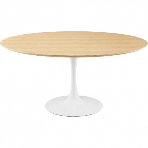 Lippa 60" Dining Table in Natural Wood Finish & White Metal