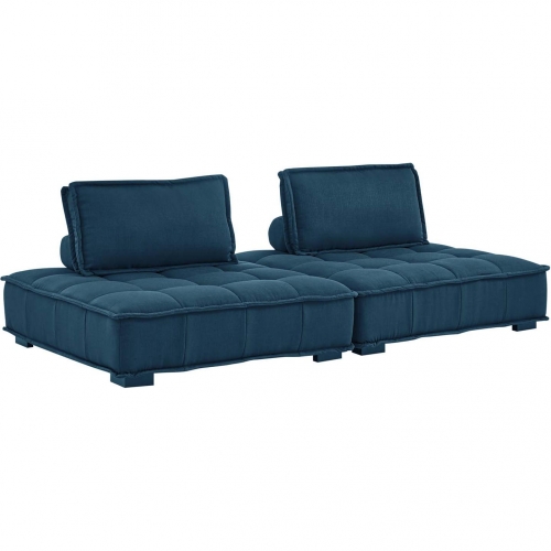 Saunter 2 Piece Loveseat in Tufted Azure Fabric