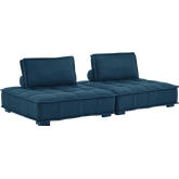 Saunter 2 Piece Loveseat in Tufted Azure Fabric