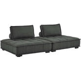 Saunter 2 Piece Loveseat in Tufted Gray Fabric