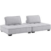 Saunter 2 Piece Loveseat in Tufted Light Gray Fabric