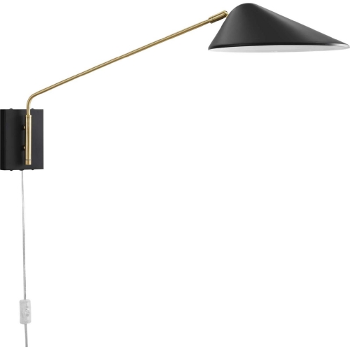 Journey 24" Swing Arm Wall Sconce in Black Metal & Brass