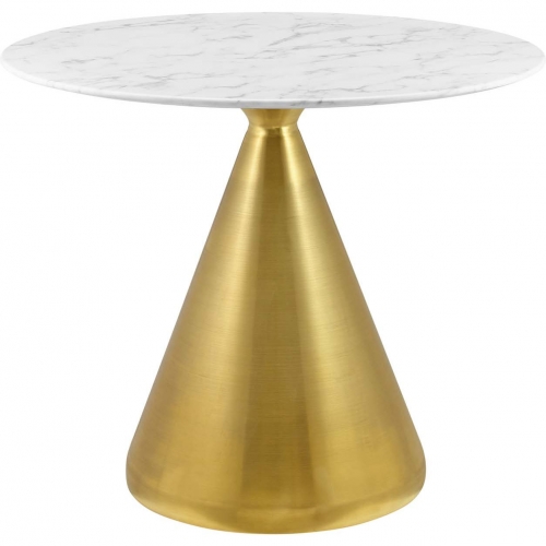 Tupelo 36" Dining Table in White Faux Marble & Gold Steel