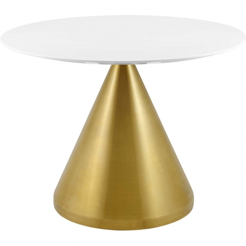 Tupelo 40" Dining Table in White Faux Marble & Gold Steel