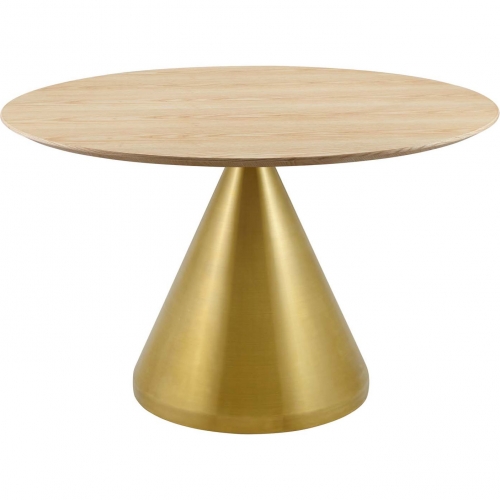 Tupelo 47" Dining Table in Wood Finish & Gold Steel