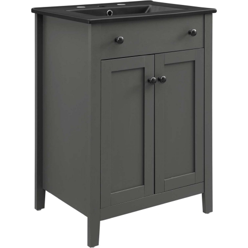 Nantucket 24" Bathroom Vanity in Gray Finish & Black Ceramic