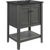 Prestige 24" Bathroom Vanity in Gray Finish & Black Ceramic