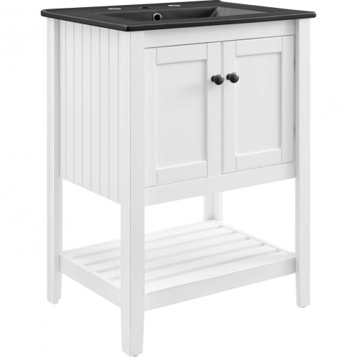 Prestige 24" Bathroom Vanity in White Finish & Black Ceramic