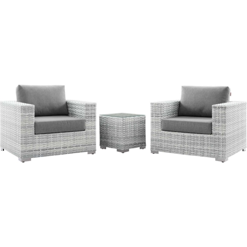 Convene 3 Piece Outdoor Accent Chair Set in Light Gray & Gray