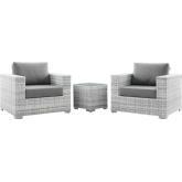 Convene 3 Piece Outdoor Accent Chair Set in Light Gray & Gray