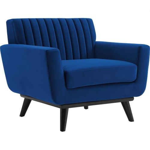 Engage Accent Chair in Channel Tufted Navy Blue Velvet