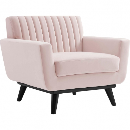 Engage Accent Chair in Channel Tufted Pink Velvet