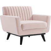 Engage Accent Chair in Channel Tufted Pink Velvet