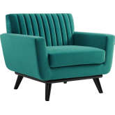 Engage Accent Chair in Channel Tufted Teal Velvet