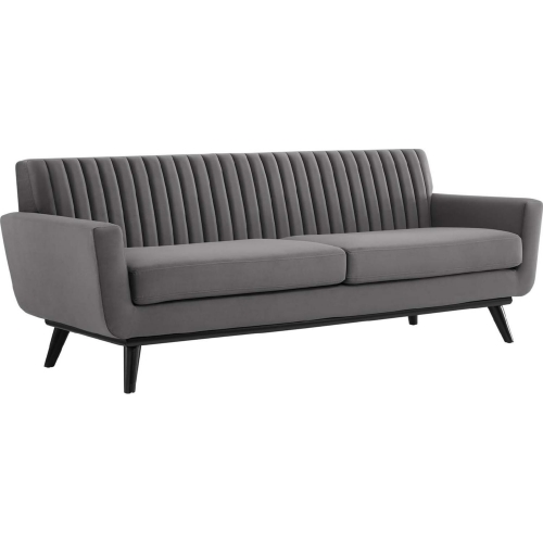 Engage Sofa in Channel Tufted Gray Velvet