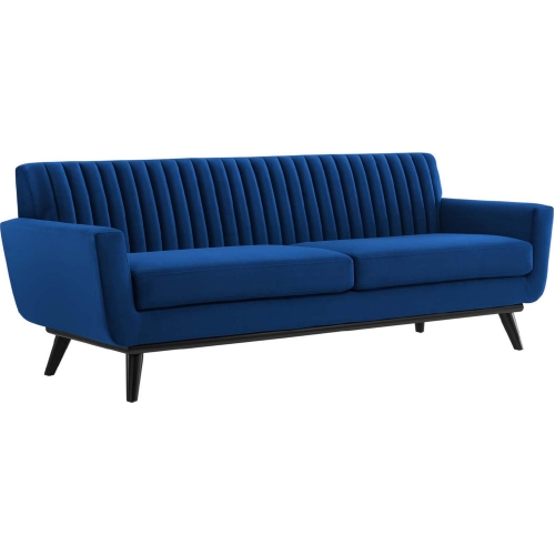 Engage Sofa in Channel Tufted Navy Blue Velvet