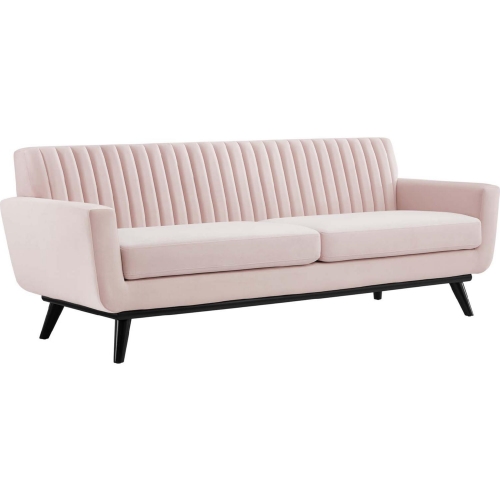 Engage Sofa in Channel Tufted Pink Velvet