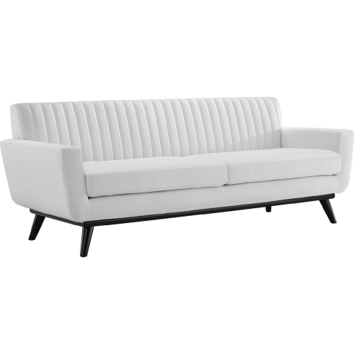 Engage Sofa in Channel Tufted White Fabric