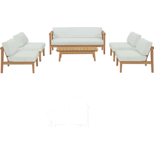 Bayport 6 Piece Outdoor Sofa Set in Teak & White Fabric