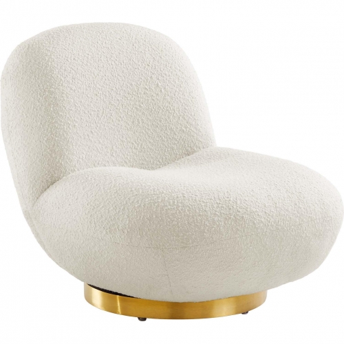 Kindred Accent Swivel Chair in Ivory Boucle Fabric & Brushed Gold